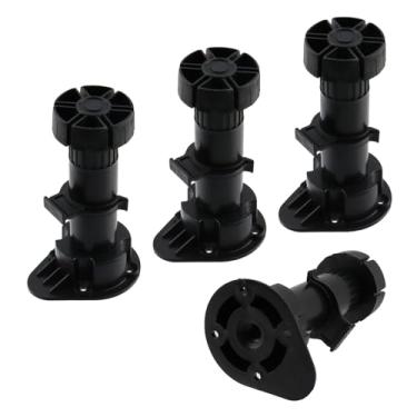 Imagem de Wealrit Pernas de nivelador de armário de móveis, pés de mesa, preto, 4 peças, pés ajustáveis, pernas resistentes, ajustes de 11,6 a 15 cm para prateleiras de mesa de cozinha, sofás, mesas, cadeiras