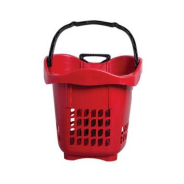 Imagem de Cesta Cestinha Mercado Supermercado Com Rodizio E Alça 30 L