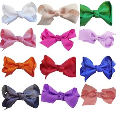 Imagem de Kit Laços Boutique Infantil Tamanho P 7x3 Cm em Gorgorão com Presilha Bico De Pato Cores Variadas para Meninas