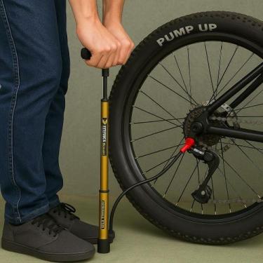Imagem de Bomba De Ar Vertical De Mão 30cm Compacto Leve Cabo Alumínio Trava Nos