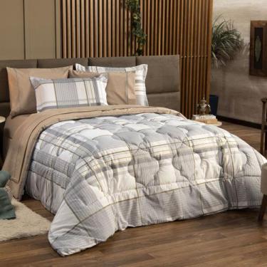 Imagem de Kit Edredom Ravena Caqui CASAL PADRÃO 03 Peças - Dupla Face Percal 200