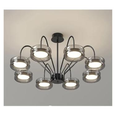 Imagem de Lustre de LED moderno, luminária de teto para sala de estar, quarto, preto, decoração de luxo para casa
