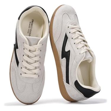 Imagem de Project Cloud Tênis feminino com cadarço feminino moderno com palmilha de espuma viscoelástica, tênis feminino antiderrapante (Irita), Mult branco, 37