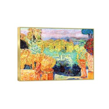 Imagem de BMZFYBS Impressão em tela famosa pintura - paisagem de arte de parede - paisagem com crianças - pôster moldura dourada para decoração de casa 50 x 70 cm 20 x 27 pol