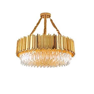 Imagem de Lustre de cristal dourado moderno, luminária de teto embutida para quarto, sala de estar, sala de jantar, escritório, galvanoplastia, dourado, 75 * 35 cm