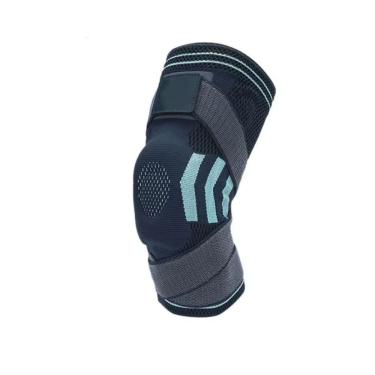 Imagem de Joelheira Compressão Estabilizador Esportivo Silicone Gel Com Faixa Ajustável Com Suporte Preto