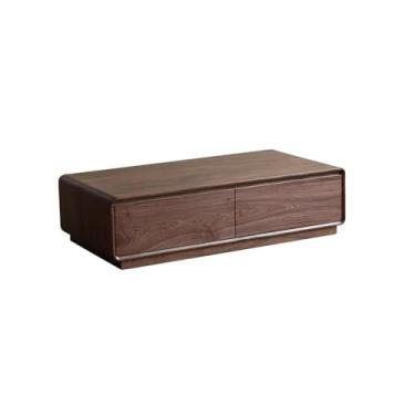 Imagem de Mesa central moderna 120 cm cor nogueira mesa central de sala de estar de canto arredondado, móveis decorativos modernos, console doméstico, adequado para hotéis, cafés, lounges mesa de centro (140 x
