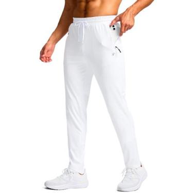 Imagem de Calça de moletom Pudolla Tall Men com bolsos com zíper branca 32-XXXL