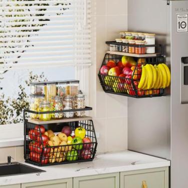 Imagem de Prateleira magnética para armazenamento de cebola e batata na geladeir