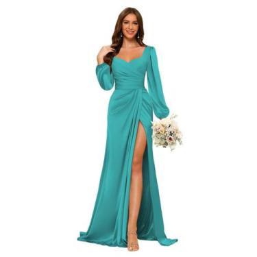 Imagem de Vestido de dama de honra Dessiny Simple Sweetheart Aqua Blue Satin