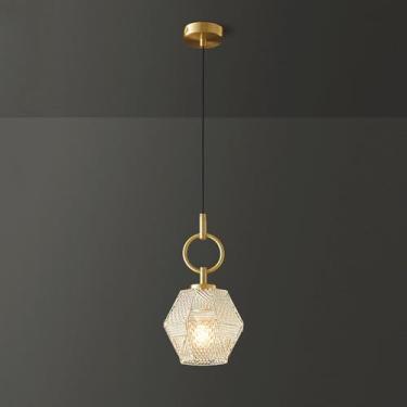 Imagem de YQSLQZZ Lustre de vidro americano, luminária decorativa de cabeceira com pingente de iluminação, sala de jantar vintage, casa de fazenda, cozinha, ilha, luzes de teto suspensas, altura ajustável