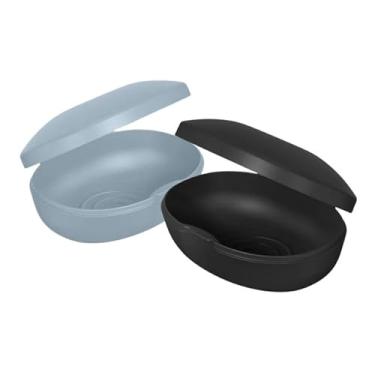 Imagem de Saboneteira Soft Fechada Porta Sabão Barra Portátil Viagem Escola Mala(Azul e Preto)