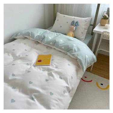 Imagem de Conjuntos de cama em forma de coração solteiro casal Queen capa de edredom fronha presente compatível com meninas (A 200 x 230 cm 4 peças)