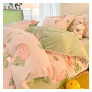 Imagem de Conjunto de roupa de cama queen size com cobertura de rosto quente engrossada de inverno, capa de colcha, fronha, 4 peças, conjunto de cama luxuoso (B 200 x 230 cm)
