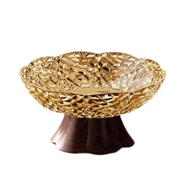 Imagem de WeiLaiKeQi Fruteira com pé alto, bandeja para frutas, pedestal de drenagem minimalista, tigela decorativa, balcão de cozinha para lanches, doces, mesa de jantar, M Brown