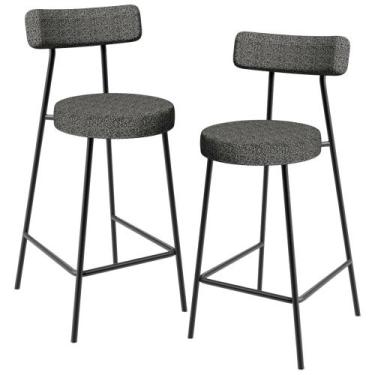 Imagem de Kit 02 Banquetas Baixa Para Cozinha Sala De Jantar Bar Bancada Milão L