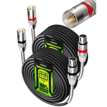 Imagem de Cabos XLR Foboiu 15m, pacote com 2 unidades, cobre isento de oxigênio 