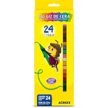 Imagem de Giz de Cera Jumbo, Acrilex, 24 Cores, Big Giz, 224 Gramas