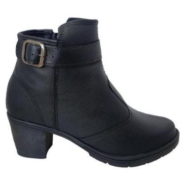 Imagem de Bota Botinha Feminina Ankle Boots Fivela Cano Baixo Salto Alto Moda Pé-Feminino