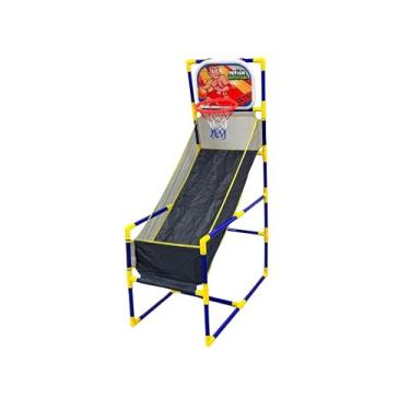 Imagem de Tabela de Basquete Infantil, 1,32m de Altura, com Bola e Inflador, Azul e Amarelo