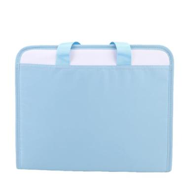 Imagem de Fafeicy Organizador de Arquivo Acordeão, 13 Bolsos, Pasta de Documentos de Lona Expansível Com Alça para Papel A4, Escola, Escritório, Viagem, Azul