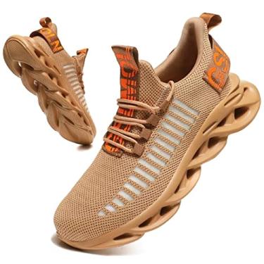 Imagem de Jakcuz Tênis feminino de caminhada com cadarço respirável ultra leve esportivo casual feminino feminino moderno plataforma tênis, Marrom 2, 9.5