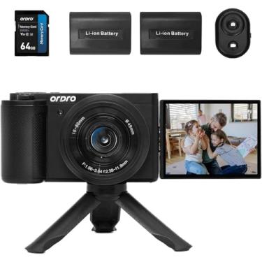 Imagem de ORDRO Câmera Digital 5K Para Criadores De Conteúdo E Vloggers, Câmera De Vlog De 64 Mp Para Youtube, Câmeras Wifi Para Fotografia Com Tela Sensível Ao Toque Flip, Foco Automático, Grande Angular Pa
