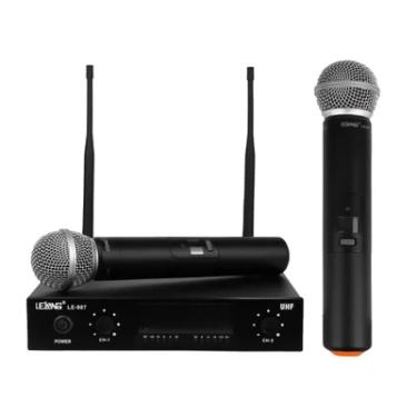 Imagem de Microfone Duplo Lelong Le-907, Profissional, UHF, Sem Fio, Wireless