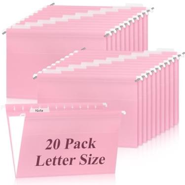 Imagem de Pasta de arquivo suspensa rosa tamanho carta pasta de documentos de plástico transparente para arquivos arquivamento de documentos (20, rosa)