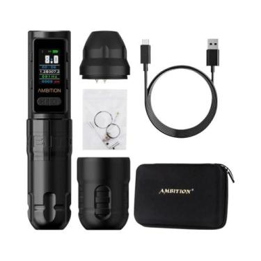 Imagem de Kit De Caneta De Tatuagem Ambition Soldier Max 4.0mm Sem Fio 2400mAh M