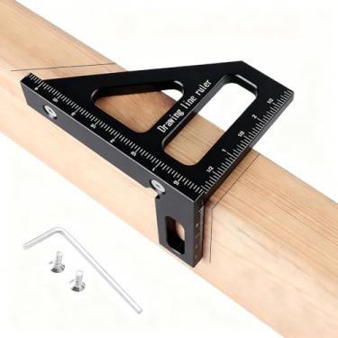 Imagem de Régua de medição multiângulo 3D, transferidor quadrado de liga de alumínio de 45/90 graus, régua de triângulo de esquadria, ferramenta de medição de layout de alta precisão para carpinteiro engenheiro