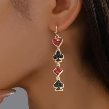 Imagem de Fantasia feminina de corações de rainha, fantasia de Halloween, brincos de cassino, para mulheres, brincos de Halloween, acessórios de festa, presente de fantasia