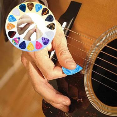 Imagem de Caixa de armazenamento de palhetas de guitarra, 12 peças, 4 espessuras (0,46 mm, 0,71 mm, 0,96 mm, 1,2 mm) palhetas de celulóide presentes de música para baixo, guitarra elétrica, ukulele (cor