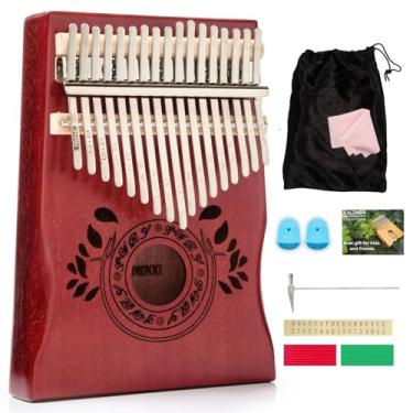 Imagem de UNOKKI Piano de polegar Kalimba de 17 teclas - Madeira de mogno de cerejeira - Conjunto de instrumentos musicais portáteis com bolsa de transporte, martelo de afinação e livro de instruções, presentes