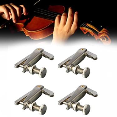 Imagem de Ajuste de precisão profissional, afinadores finos de violino de metal durável para tamanho 1/2, ajustador de cordas com fácil instalação, design estético melhora o som e o desempenho do violino (prata