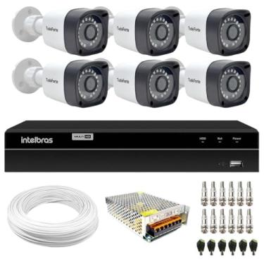 Imagem de Kit 6 Câmera Bullet Tudo Forte 1080p Full HD 2MP, Lente 2.8mm, Visão Noturna 20M, IP66 + DVR Intelbras MHDX 1308 8 Canais