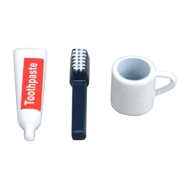 Imagem de Conjunto de acessórios de banheiro com móveis de casa de bonecas em miniatura, 3 unidades