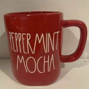 Imagem de Caneca de café Rae Dunn PEPPERMINT MOCHA - vermelho todo - presente - cerâmica