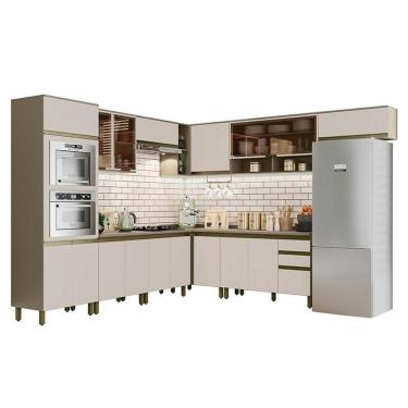 Imagem de Cozinha Completa De Canto 10 Peças Connect Duna-cristal Com Torre Quente E Aéreo Vidro - Móveis Henn Duna-cristal