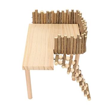 Imagem de aqxreight Hamster Climb Decorativo de Madeira para Pequenos Animais de Estimação Playground Com para Golden Bear Sugar Glider Logs de Alto Material de Secagem de Madeira Plataforma de Escalada de
