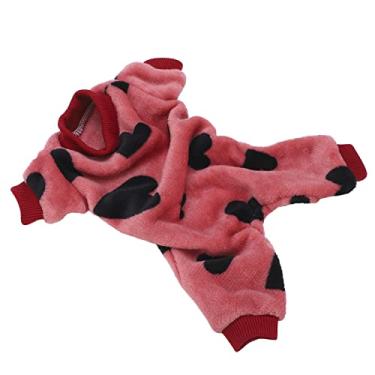 Imagem de Cryfokt Macacão de Pelúcia para Cachorro de Inverno, Pijama Fofo para Cães Pequenos, Filhote de Cachorro, Body Macio, Fantasia para Dormir ou Festa, Material de Pelúcia (S)