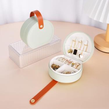 Imagem de Mini estojo de viagem portátil de couro PU com alça – ideal para guardar anéis, colares, brincos, presente para mulheres, meninas e damas de honra, matcha