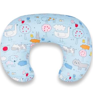 Imagem de Almofada de amamentação para amamentação e mamadeira – Design ergonômico em forma de C com enchimento respirável e capa lavável removível, suporta 0 a 18 meses (amamentação, tempo de barriga, sentado