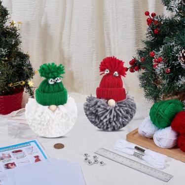 Imagem de FREEBLOSS Conjunto de 6 kits DIY de Papai Noel, para decoração de árvore de Natal, pompom, gnomos para pendurar na árvore de Natal, decoração de casa, decoração de férias