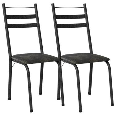 Imagem de Kit 2 Cadeiras Tubular America 061 Cromo Preto ARTEF