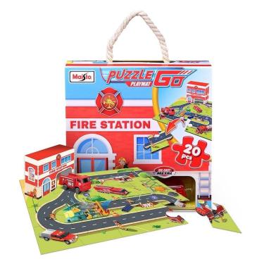 Imagem de Carrinho Maisto Playmat Bombeiro Quebra-Cabeça Com Carrinho 12680