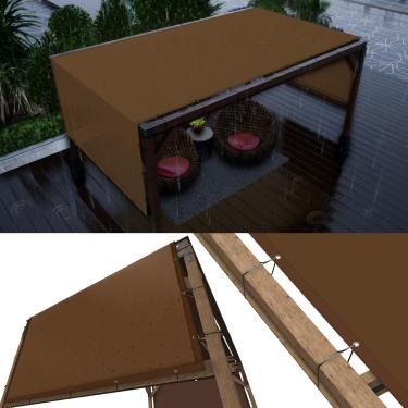 Imagem de ColourTree Capa de substituição de toldo de pérgola impermeável marrom de 3,5 x 3,5 m UPF50, tecido de grau comercial 260 GSM para pátio ao ar livre, jardim, deck, quintal (fazemos tamanho