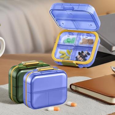 Imagem de Pacote com 2 estojos de viagem organizadores de comprimidos com 7 compartimentos cada, caixa de comprimidos dobrável diária para vitaminas medicinais, porta-comprimidos semanal portátil para bolsa de