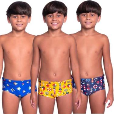 Imagem de KIT 3 Sunga Infantil Box Molha e Aparece Estampa Vekyo Confortavel Pis