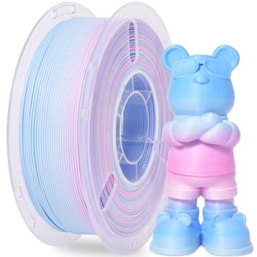 Imagem de RAMBERY Filamento PLA para impressora 3D Filamento PLA fosco arco-íris para a maioria das impressoras 3D FDM, 1,75 mm 1 kg (2,2 lb), arco-íris fosco azul-vermelho